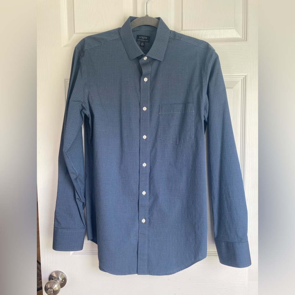 J. Crew Men’s Blue Plaid Button Thompson Shirt Size Medium Perfect Condition